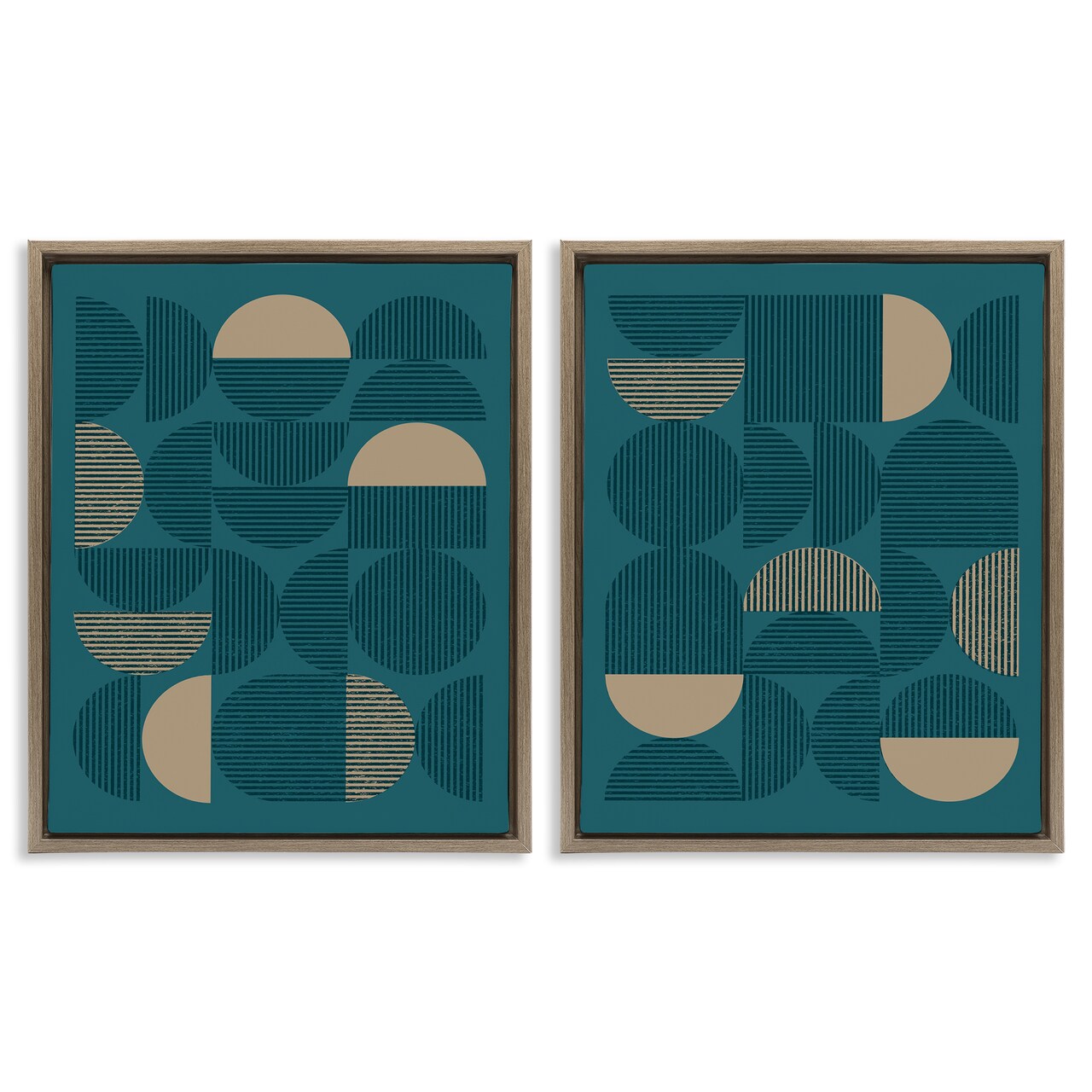 Stupell Industries Minimalist Teal Geometric 2 pc Framed Floater Canvas Wall Art Set Design by Vision Studio
